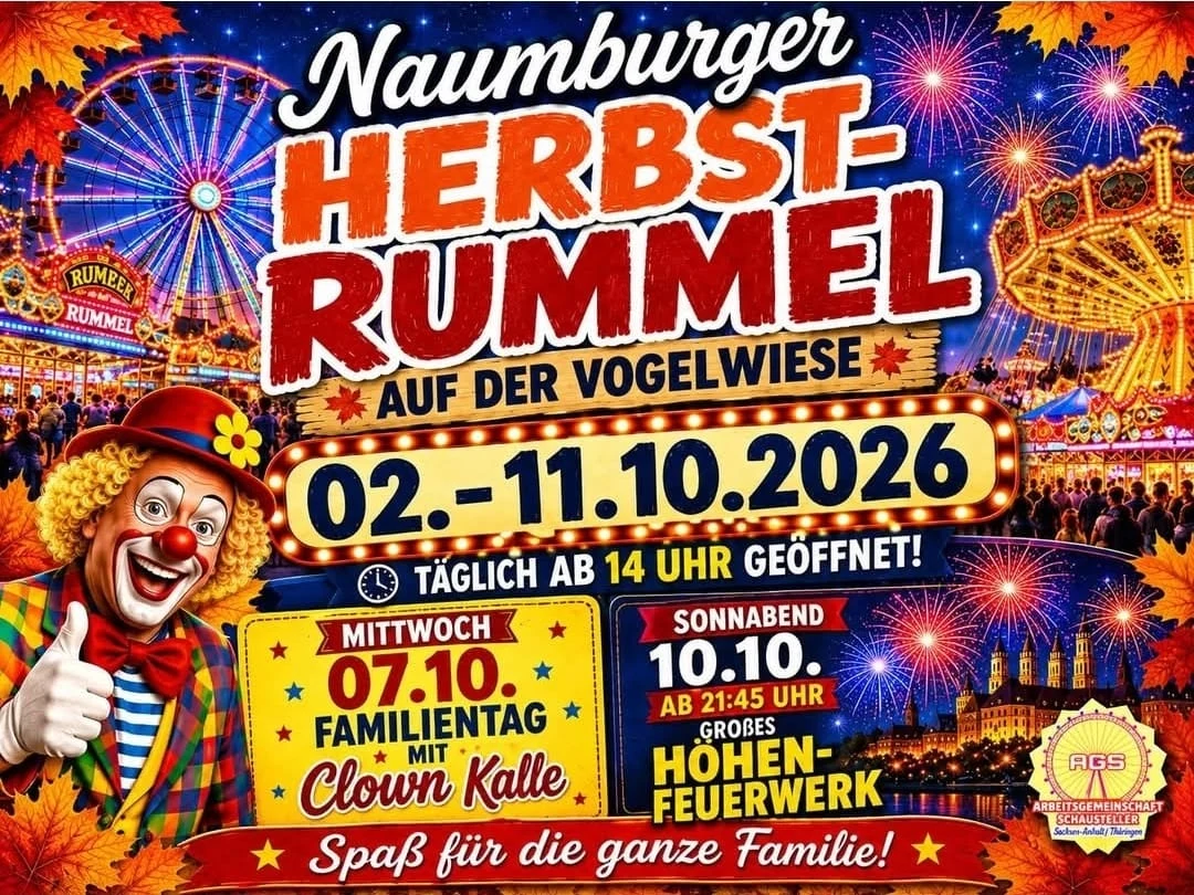 Flyer Naumburger Herbst-Rummel auf der Vogelwiese, 2. bis 11. Oktober 2026